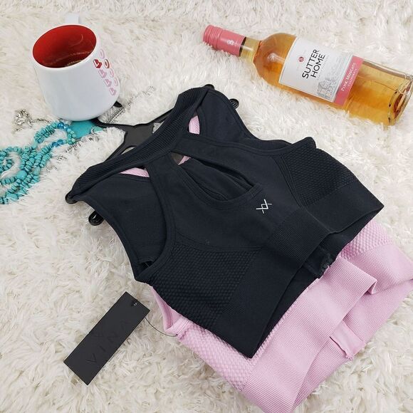 Vina SMALL  Black Pack of 2, racerback , front zipper Bralette Sexy Bra - Picture 4 of 6